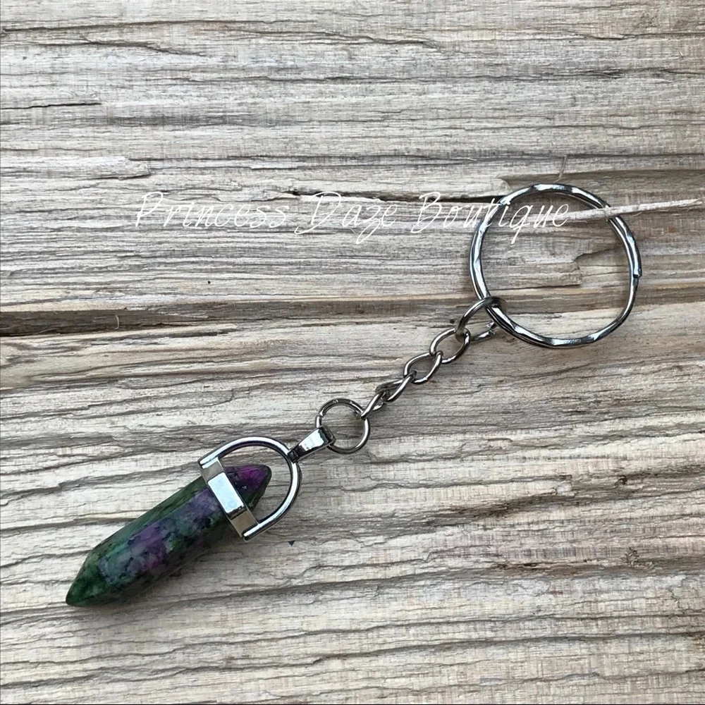 Ruby Zoisite Natural Stone‎ Pendant Keychain